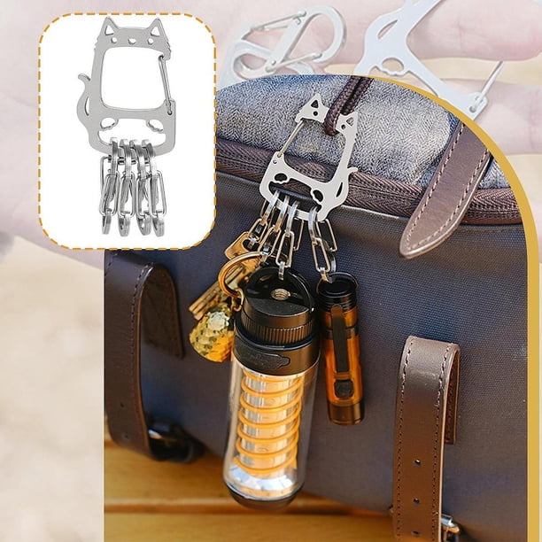 Llavero de la cadena de claves de metal con biners S, organizador, contiene 4 llaves a la vez Keyrack Soportador de llave de acero inoxidable para el
