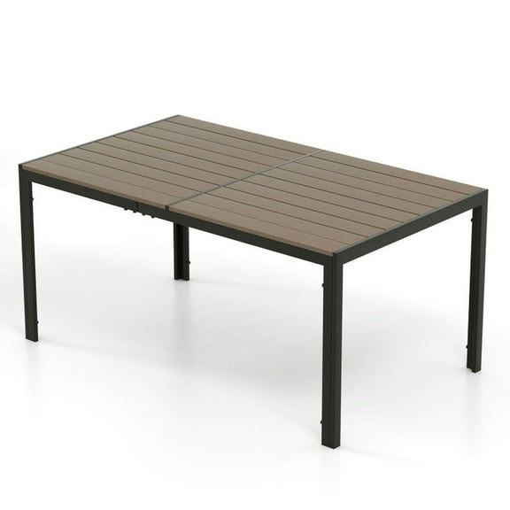 Topcobe 59 x 35 Inch Large Outdoor Rectangle Dining Table with Metal Legs, Outdoor Patio Furniture