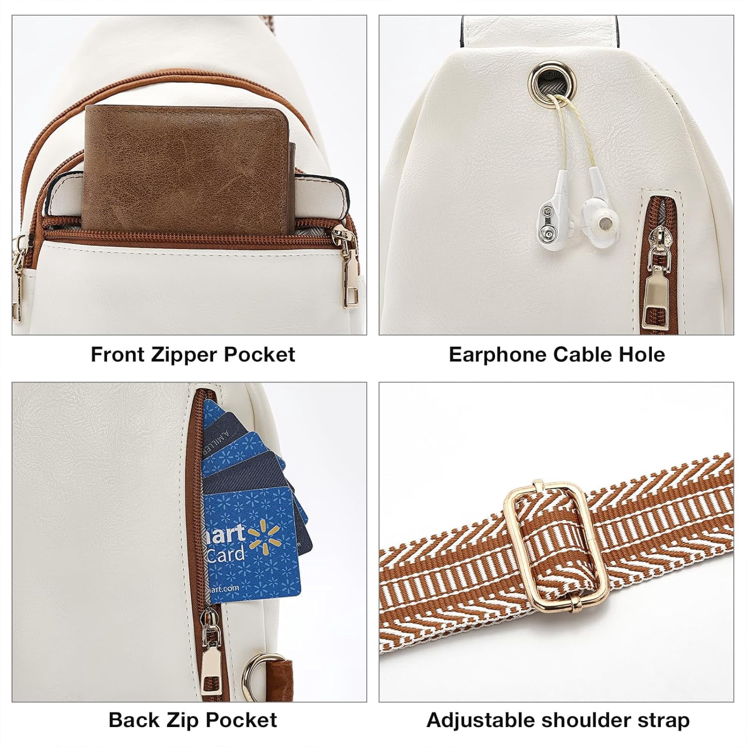Small Sling Bag for Women Vegan Leather Crossbody Purses Fanny Pack Chest Bag for Travel