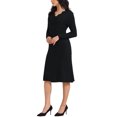 thumbnail image 4 of Vestido de punto acanalado de manga larga para mujer INSPIRE CHIC, escote en V, suéter ligero, elegante, vestido plisado, color negro, 4 of 6