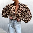 thumbnail image 5 of Blusa informal de manga larga con estampado de leopardo y cuello en V profesional ajustada a la moda de verano para mujer Fridja  fhghd2348, 5 of 5