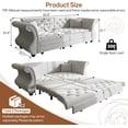 thumbnail image 3 of 83.8'' Sleeper Sofa Bed Queen, Convertible Pull Out Couch, Chesterfield Futon Sofa Bed with Flower-Tuffed Back, Velvet Daybed, 2 Pillows, Loveseat Couches for Living Room, Bedroom, Light Gray, 3 of 11
