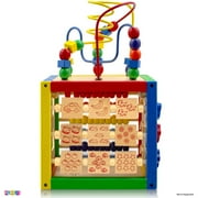 Activity Cube With Bead Maze - 5 in 1 Baby Activity Cube Includes Shape Sorter, Abacus Counting Beads, Counting Numbers, Sliding Shapes, Removable Bead Maze - My First Baby Toys Play22USA