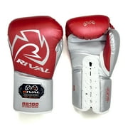 RIVAL Boxing RS100 Pro Lace-Up Sparring Gloves - 18 oz. - Red/Silver