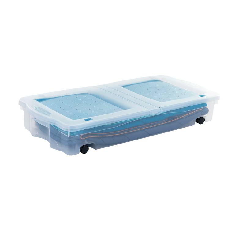 HOMZ 60 qt. Plastic Under Bed Holiday Storage Box with Wheels