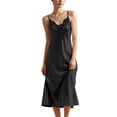thumbnail image 3 of Nightgown with Built in Bra Racerback Sleeveless Night Shirt Spaghetti Strap Loose Fit Breathable Sleepwear Lightweight Sleepdress Z06 Black S, 3 of 6