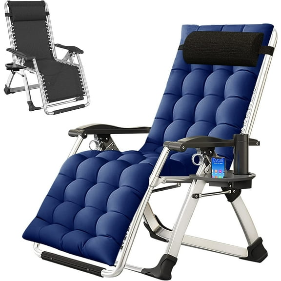 ABORON Zero Gravity Chair, Folding Lounge Recliners with Removable Soft Pad, Headrest, Footrest, Support 440 LBS