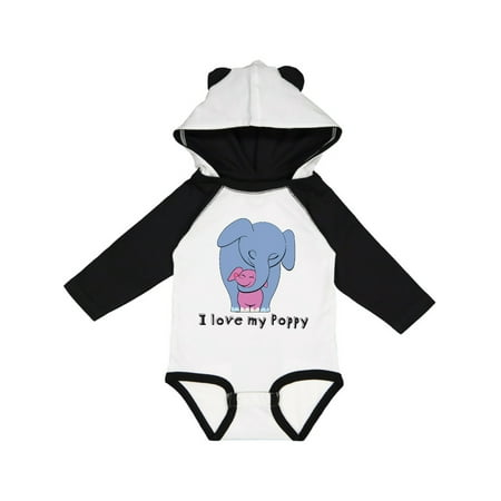 

Inktastic I Love My Poppy Elephant Blue Pink Gift Baby Girl Long Sleeve Bodysuit