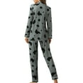 thumbnail image 3 of Noarlalf Womens Pajamas Pajama Set Women Casual Lapel Button Peach Plaid Print Two Piece Long Sleeve Pajamas Pajamas Suit Pajamas for Women Grey M, 3 of 8
