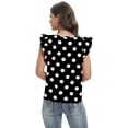 thumbnail image 5 of EFINNY Women's Elegant Polka Dots Print Ruffle Flutter Short Sleeve Casual Work Blouse Top, 5 of 6