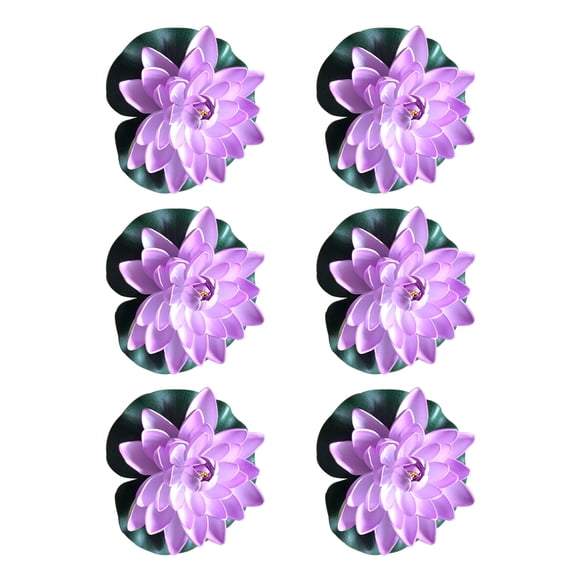 Wosthever 6x loto artificial no tóxico apto para mascotas para decoración de estanque hipoalergénico flor artificial de loto Decoración Púrpura