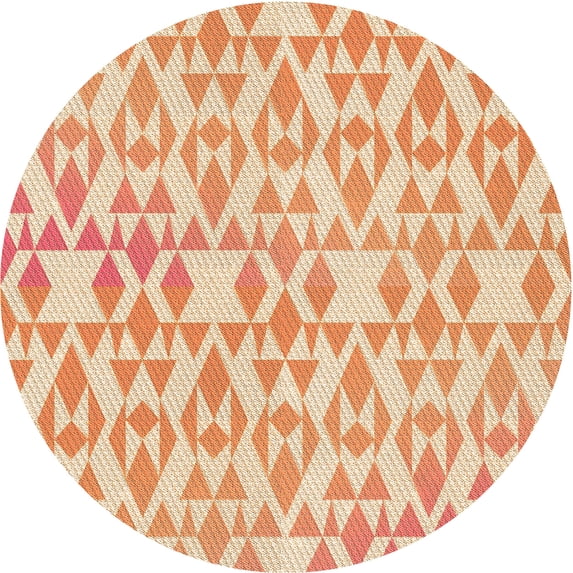 Ahgly Company Indoor Round Patterned Khaki Gold Area Rugs, 5' Round