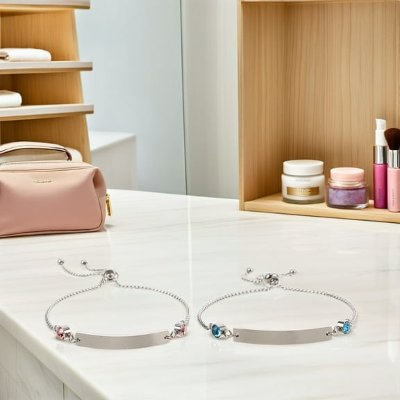 OFFIGAM 2pcs Birthstone Bracelets for Women Adjustable Couple Wrist Bangle Daily Wear