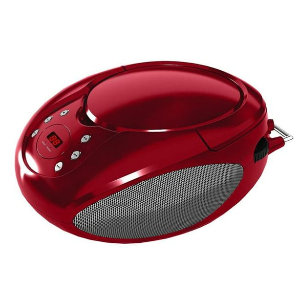 Portable CD Player with AUX Input & AM & FM Radio, Red