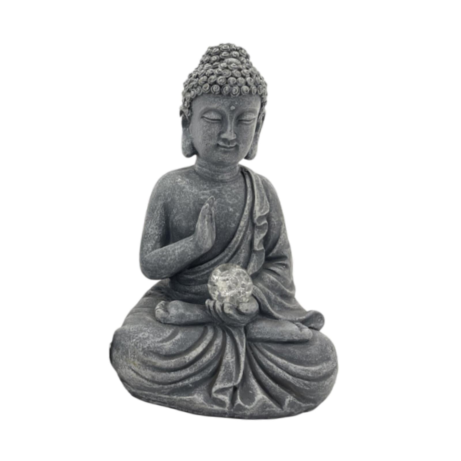 figatia Garden Solar Buddha Sculpture with Lamp Entrance Ornament for Courtyard Size S