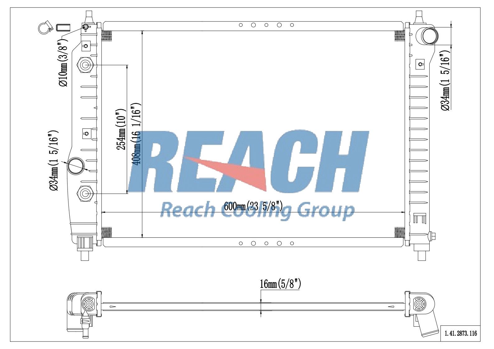 REACH 41-2873 Radiator for AVEO 1.6L W A/C 04-07, Automotive Radiator Replacement Part