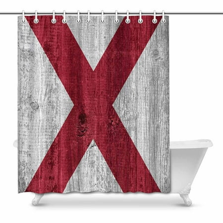 Alabama Bathroom Set MKHERT Flag of Alabama State (USA) on Wood House Decor Shower Curtain for Bathroom Decorative Bathroom Shower Curtain Set 66x72 inch ()