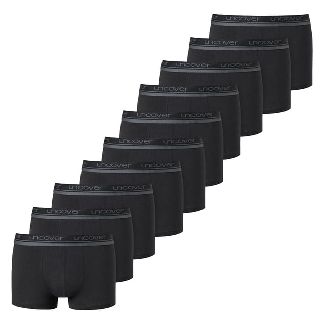 UNCOVER by SCHIESSER Boxer da uomo, confezione da 10 - Boxer, jersey singolo, tinta unita Negro S (Small)
