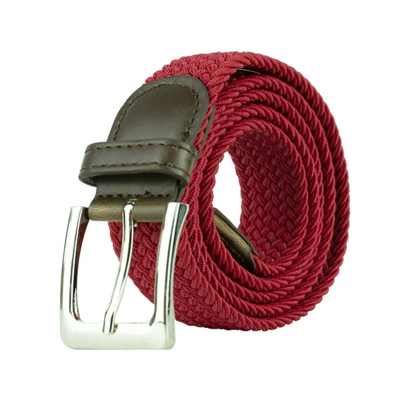 Canvas Elastic Fabric Woven Stretch Multicolored Braided Belts 2041-Red-M