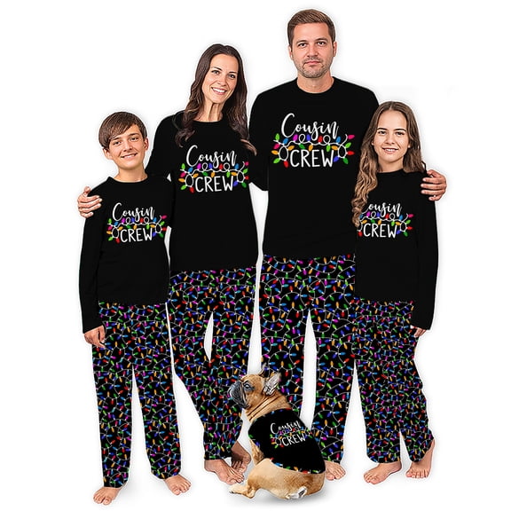 Matching Family Christmas Pajamas And Dog, Cousin Crew Christmas Light Pajamas Set With 2 Pieces, Sizes NB - Men 6XL