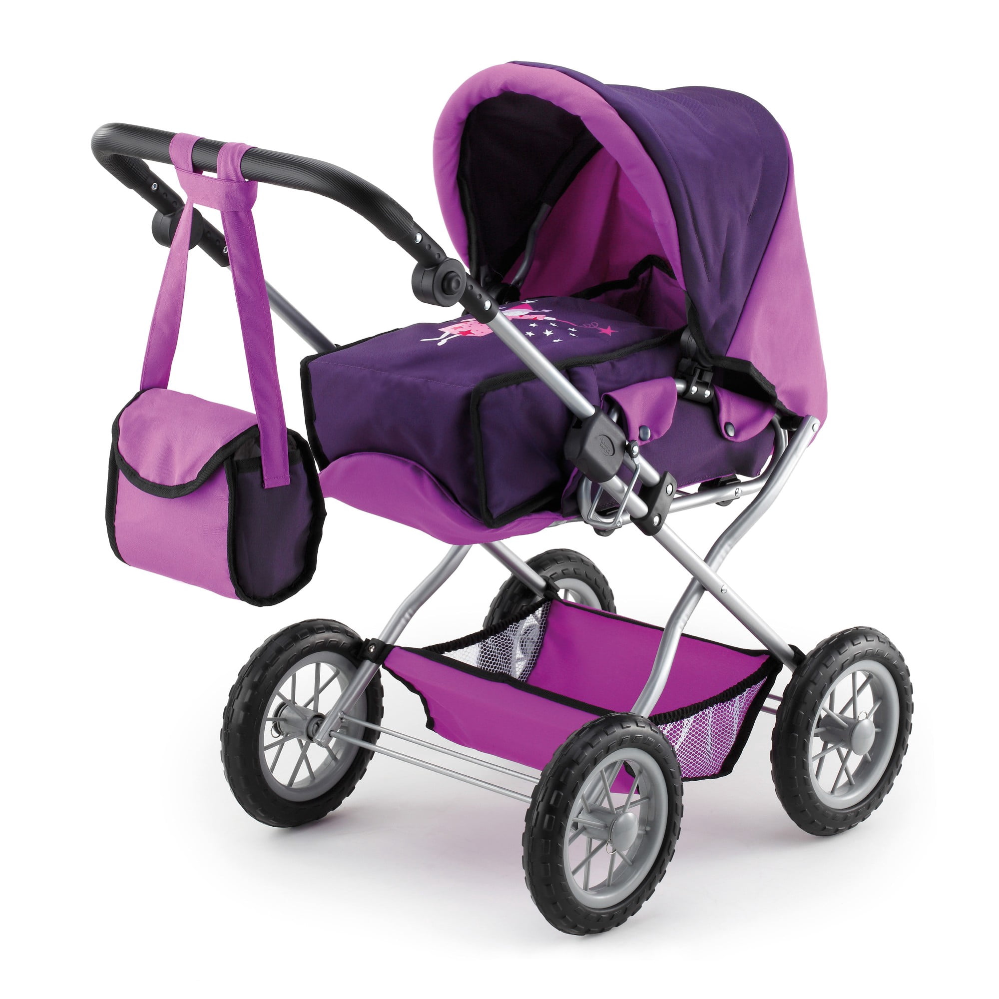 Bayer Design Baby Doll Pram Combi Grande Set - Purple - Modern Convertible Doll Stroller with Removable Carrycot
