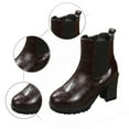thumbnail image 4 of Heel Round Toe Mid Calf Boots with Side Zipper Fashion Booties for Fall and Winter Comfortable Wear, 4 of 7