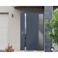 thumbnail image 5 of Front Exterior Prehung Steel Door / Cynex 6777 Grey / Side Exterior Window / Stainless Inserts Single Modern Painted-W32+12" x H80"-Right-hand Outswing, 5 of 5
