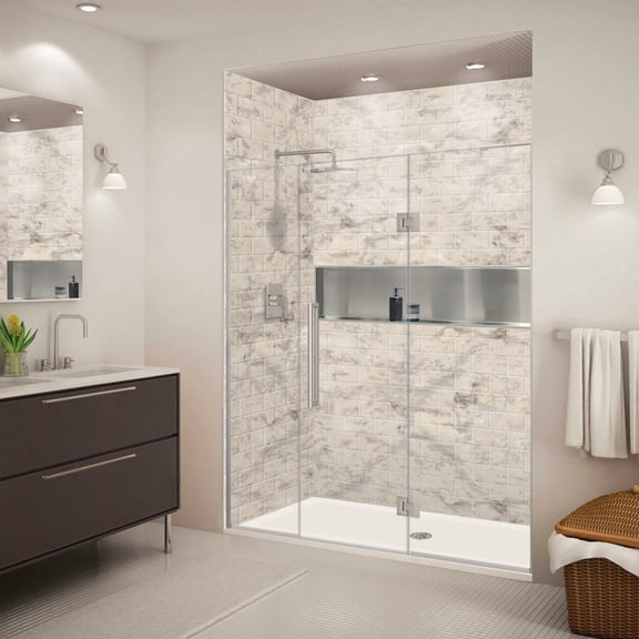 Transolid Ehtf68267610c-T Elizabeth 76" High X 68" Wide Hinged Semi Frameless Shower Door
