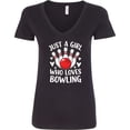 thumbnail image 3 of Inktastic Just a Girl Who Loves Bowling Women's V-Neck T-Shirt, 3 of 5