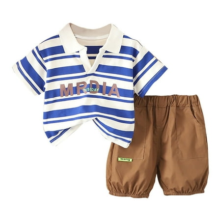 

Cute Colorful Crewneck Top Color Striped Shorts 2PCS Suit Summer Boys Short Sleeve Baby Infant Fashion Dailywear Clothes