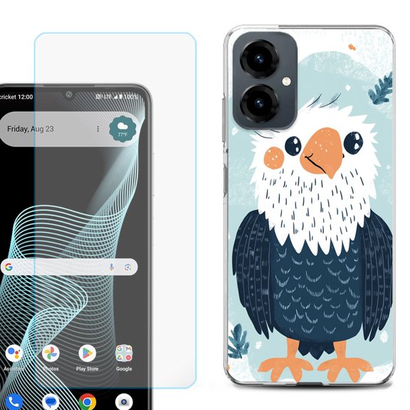 Shockproof Phone Case for Cricket Icon 2026, with Screen Protector, by OneToughShield - Eagle Smile
