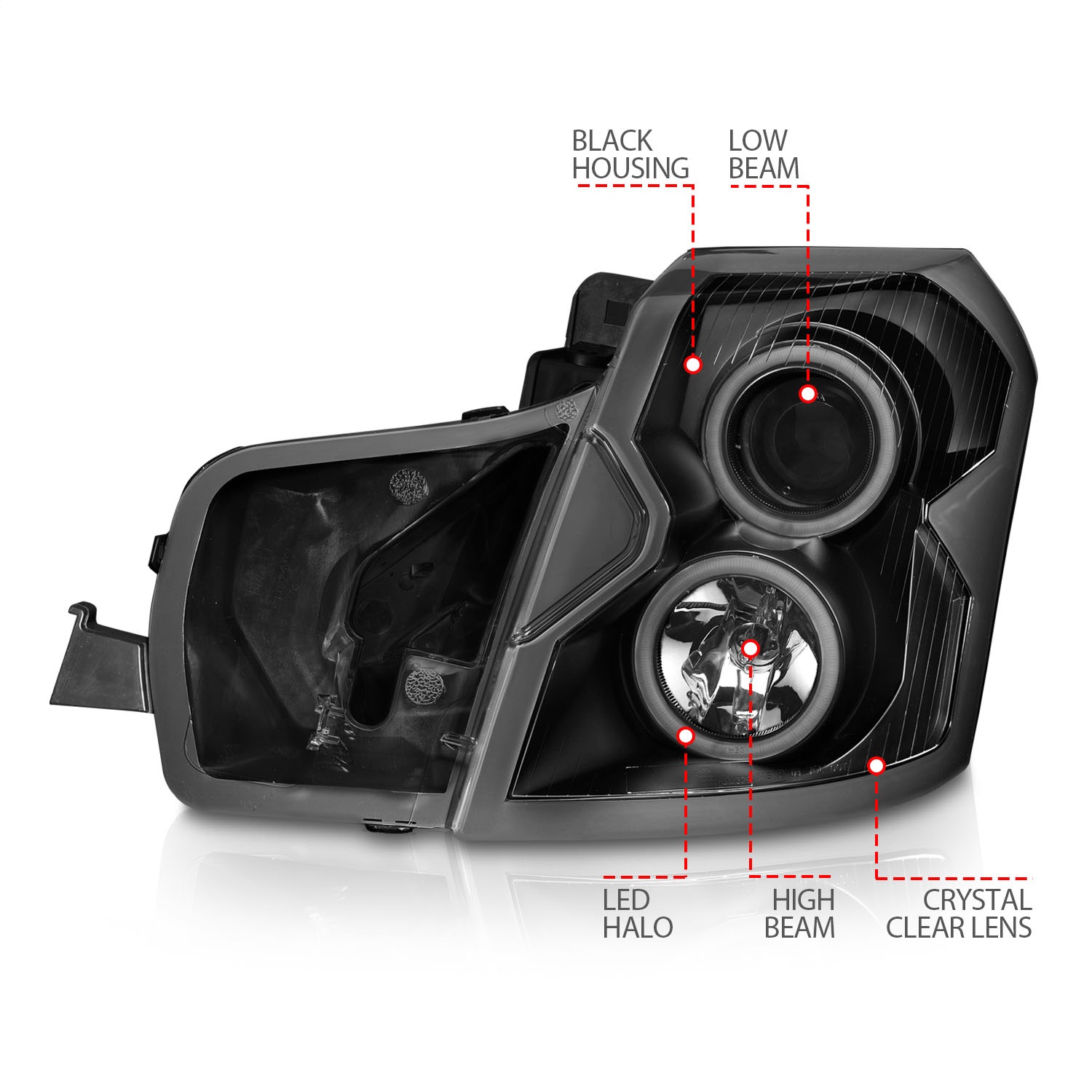 ANZO USA 121417 Projector Headlight Set w/Halo Fits select: 2006-2007 CADILLAC CTS-V, 2003-2005 CADILLAC CTS