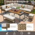 thumbnail image 4 of K&K 6-Piece Rope Patio Furniture L-Shaped Set, Outdoor Sectional Sofa Set with Acacia Wood Table with Ice Box, Rope Benches, Rope Conversation Set with Deep Seating & Thick Cushion for Couch,Beige, 4 of 9