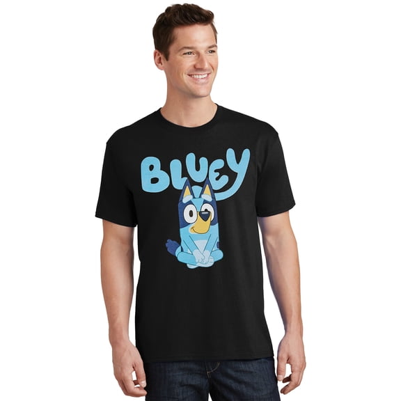 Bluey T-Shirt Adult Men's Dog Sitting Criss Cross Applesauce Graphic Tee