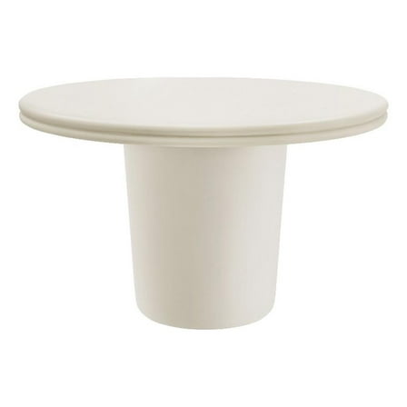Pemberly Row Contemporary Concrete Round Top Dining Table in White