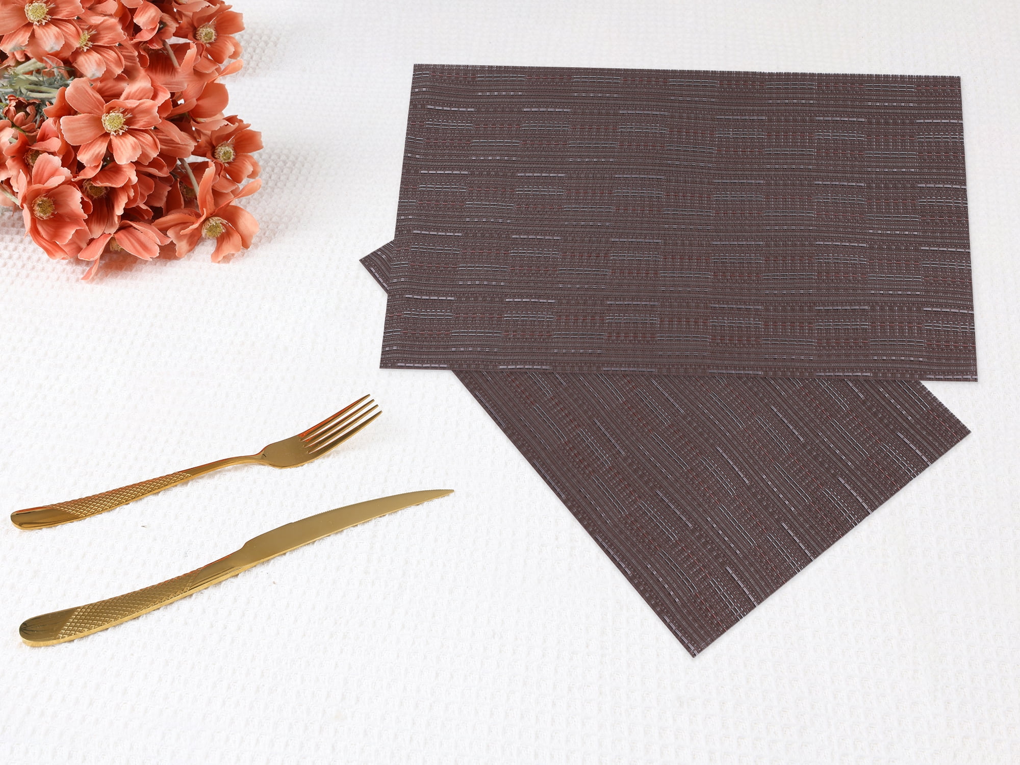 Unique Bargains Polyvinyl Chloride Placemats for Kitchen Heat Resistant Coffee