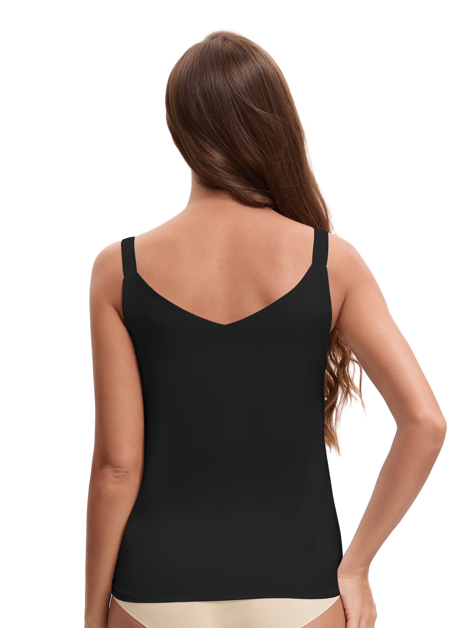 Unique Bargains Women's V Neck Wide Strap Loose Fit Camisoles S Black Y2