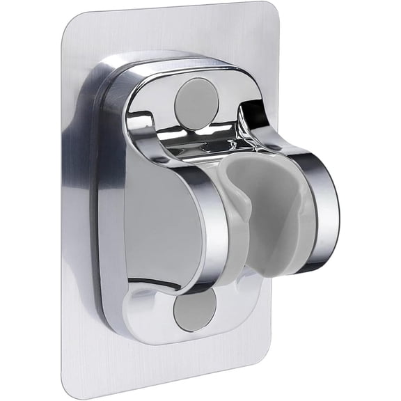 Self Adhesive Shower Head Holder-Adjustable Handheld Shower Holder NO Drilling Wall Mount Waterproof (1 Pack, Chrome Finish) Chrome Finish