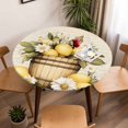 thumbnail image 5 of Barrel Lemon Elastic Fitted Round Table Cover White Flowers Leaf Waterproof Outdoor Tablecloth for Holiday Party, Picnic, Patio & Dining Fits Tables Up to 45"-54", 5 of 8