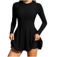 thumbnail image 2 of HOMBOM Rash Guard Swimsuit for Women Two Piece Swim Dress with Boyshorts Modest Beach Black Ladies Swimwear Long Sleeve, 2 of 9