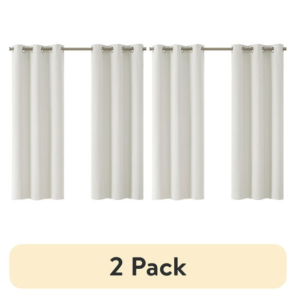 (2 pack) Eclipse Corte Solid Blackout Curtains, Set of 2, 63 Inch Long Blackout Curtains, 37" W x 63" L, White