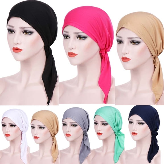 Helii Women Stretch Turban Hat Chemo Cap Hair Loss Head Scarf Wrap Cap Trucker Hat Sun Hat Cowboy Hat