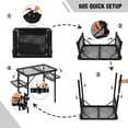 thumbnail image 3 of KUNOVA (TM) Table de Gril Pliable, Table en Aluminium à Hauteur Réglable avec Plateau en Treillis, Portable pour Camping Extérieur, Pique-Nique, Patio, Salle à Manger, BBQ, Fête, Noir 62 * 41 * 53.5 (L*L*H) cm, 3 of 8