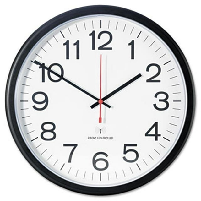Universal Indoor-Outdoor Clock&44; Atomic&44; 13.5 in.&44; Noir