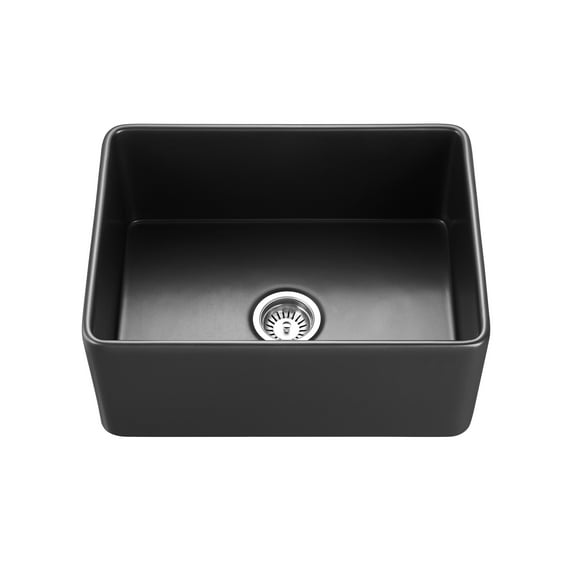 Ojai - 24" Single Bowl Fireclay Apron Front Farmhouse Kitchen Sink - Matte Black