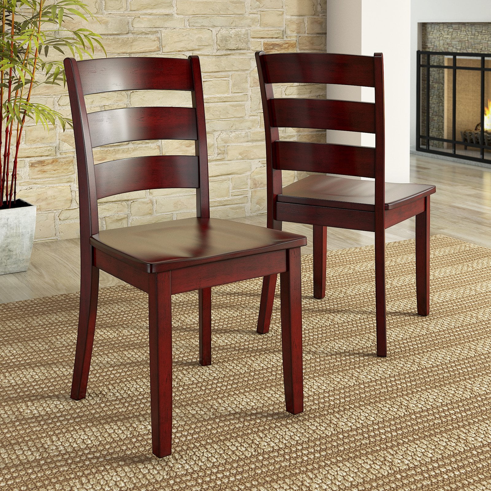 Lexington Wood Ladder Back Dining Chairs, Set of 2, Berry Red - Walmart