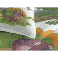 thumbnail image 3 of Ambesonne Colorful Quilted Coverlet 3 Pcs, Cartoon Group Dinosaur, Queen Size, Multicolor, 3 of 4