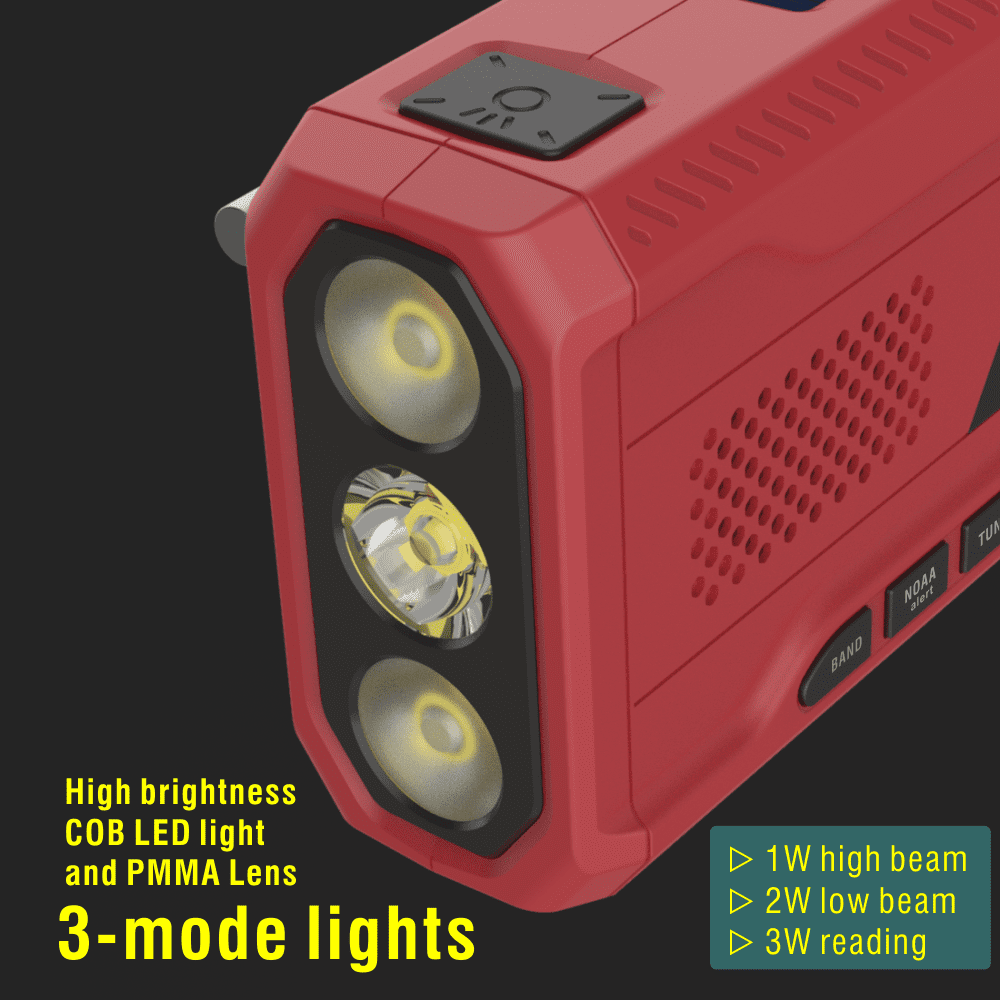 Crank Radio, Emergency Radio, Solar Radio, NOAA/AM/FM Weather Radio, USB Type-C Charging, Dynamo Radio, Polymer Battery, Camping Torch & LED Reading Light, SOS Alarm