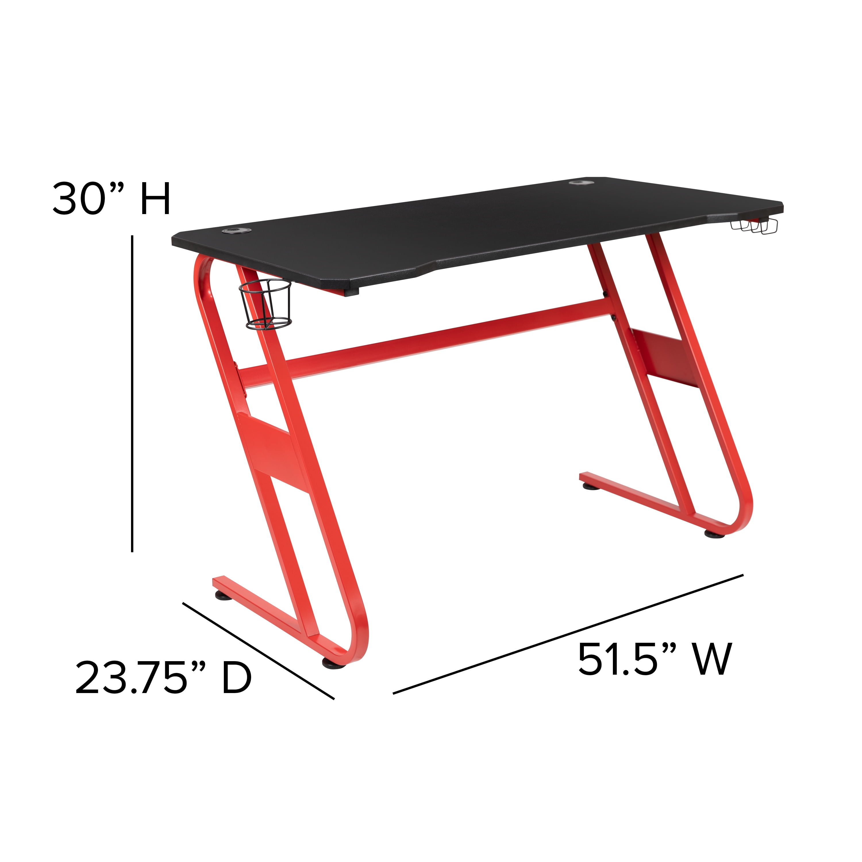 Flash Furniture Red Gaming Desk and Red/Black Racing Chair Set with Cup Holder and Headphone Hook