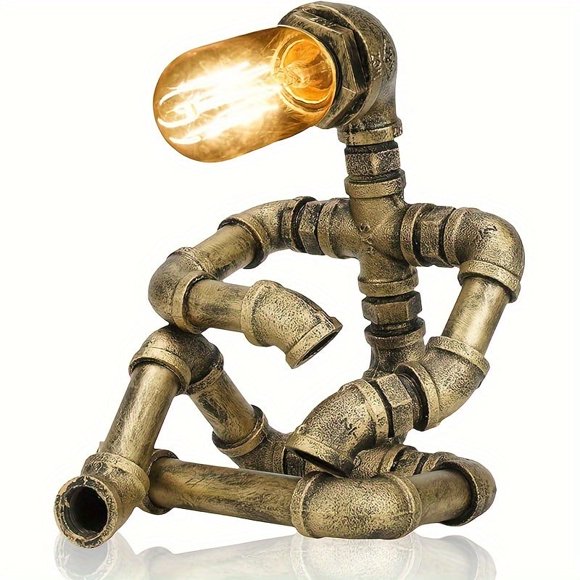 5pcs Steampunk Tube Table Lamp - Industrial Style Retro Robot Decorative Lamp with Ambient Sense for Bedroom, Bar, Restaurant, Cafe, Study Room and Home Decoration